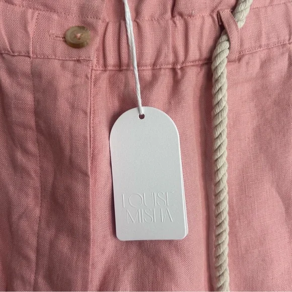 Louise Misha Arlie Pants Sienna Pink 100% Linen Rope Waist Sz 42 | US 8 NWT - Picture 6 of 9